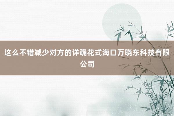 这么不错减少对方的详确花式海口万晓东科技有限公司