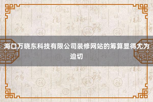 海口万晓东科技有限公司装修网站的筹算显得尤为迫切